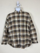 Sun River Men Size L Beige Check Button Up Shirt Long Sleeve Pocket - £5.30 GBP