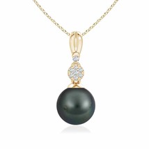 Authenticity Guarantee 
ANGARA Tahitian Pearl &amp; Diamond Cluster Pendant in 14... - £452.51 GBP