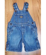 OSHKOSH BABY BGOSH VESTBAK BLUE DENIM OVERALL SHORTS VTG SIZE 18 MONTHS - $19.49