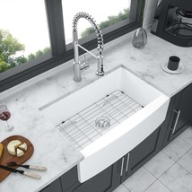 30&quot; White Farmhouse Kitchen Sink: Ceramic Apron - $348.99