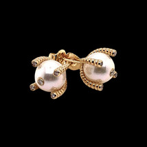 Diamond Large Akoya Pearl Earrings 14k Gold 9.25 mm Certified $2,950 011913 - £691.27 GBP