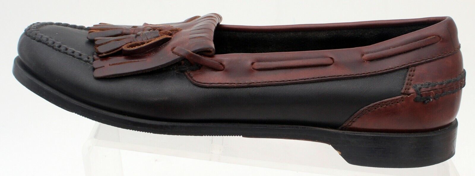 Primary image for Johnston & Murphy Shoes Mens Size 9 Black Brown Loafer  Kilt Tassels 20-6111