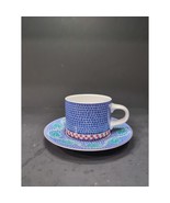 Dansk Mosaic Tile Flat Cup &amp; Saucer Set, Porcelain Tea Cup, Collectible ... - $169.16 MXN