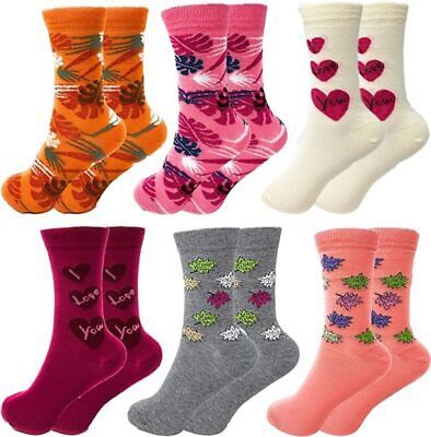 Luxury Combed Cotton Women Socks Crew Length Colorful 6 Pairs Size 9-11 - $14.97