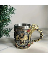 1pc Vintage Stainless Steel Medieval Steampunk Dragon Coffee Mug, - £15.77 GBP