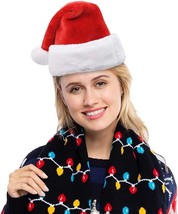 JOYIN 3 Pcs Deluxe Santa Hats with White Plush Trim and Red Velvet, Christmas - £14.37 GBP