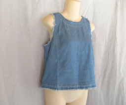 Thread &amp; Supply  top cropped Small blue chambray  sleeveless  raw edge New - £14.80 GBP