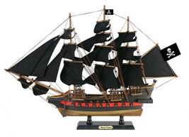 Large Wooden Model Pirate Ship Fully Assembled 26&quot;L x 15&quot;H The Black Pearl - £124.72 GBP