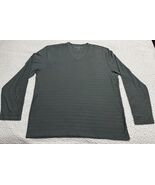 John Varvatos USA Mens Shirt Gray-Green Striped V-Neck Long Sleeve Cotto... - $29.98
