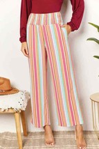 Double Take Striped Smocked Waist Pants with Pockets - $24.99