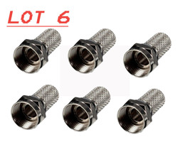 6 x F-type RG6 Twist On Coax Coaxial Cable Connectors Plug Adapter Satel... - £10.92 GBP