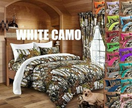 7 pc White Snow Camo Full Size Comforter Sheets and Pillowcases - £75.58 GBP