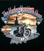 Harley Davidson XL mens Black T-Shirt - 2015 Michigan City, Indiana - £11.98 GBP