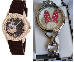 Minnie Mouse Brown silicone Crystal Accent-Wrist Watch-New but may Need Battery - £21.55 GBP