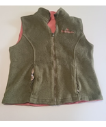 Ruff Hewn Vest Women&#39;s Med Olive Green Pink Reversible Fleece  Full Zip ... - $27.53 CAD
