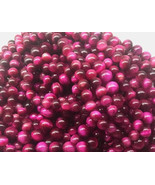 6mm Natural Tiger Eye Round Beads, Magenta, 1 15in Strand, stone, pink t... - £9.50 GBP