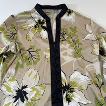 Vintage Chico&#39;s Sz 1 M/8 Asian Oriental Floral button up top - Polyester - £17.76 GBP