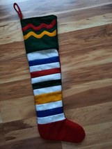 Modern Felt Bright Colored Stripe Christmas Stocking ~ Nicely Made ~ 26&quot; - £15.04 GBP
