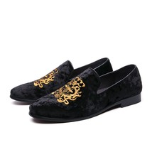 ZSAUAN Flock Men Loafers Embroidery Fashion Casual Men Flats Red Blue Unique Wed - £56.76 GBP