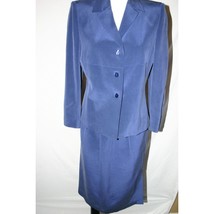 Kasper Women&#39;s Blue Silk Suit Jacket Skirt Work Office Business Petite S... - £79.82 GBP