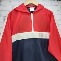 USA Quality Goods Windbreaker Mens Sz XL Color Block Red White Blue Vintage - £19.43 GBP