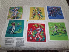 6 SPORTS NO-SEW Cotton APPLIQUES with Instructions - approx. 12&quot; x 12-1/2&quot; ea. - £14.23 GBP