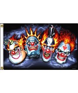 DELUXE BIKER FLAG FOUR CLOWNS FESTIVAL  novelty flag  3 X 5 - $10.84