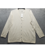 A New Day Cardigan Womens Large Tan Cable Knit Long Sleeve V-Neck Button... - $33.31 CAD