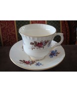 Crown Staffordshire, England,red roses/pink flowers, cup &amp; saucer ORIGIN... - $54.45