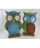 Vintage Owls Resin yable top figures 8.5&quot; !960s style and colors blue &amp; ... - $33.90 CAD
