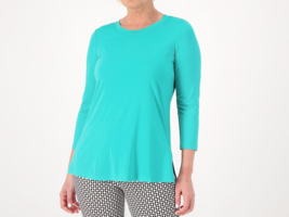 Susan Graver Essentials Cool Touch Scoop Neck Top- Raw Turquoise, Large - £18.08 GBP