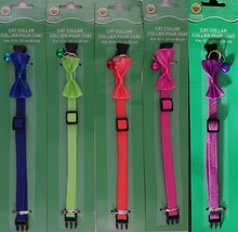 CAT COLLARS SPANDEX QUICK-RELEASE BUCKLE ADJUSTABLE BELL &amp; BOW, SELECT: ... - $2.99