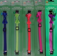 Cat Collars Spandex QUICK-RELEASE Buckle Adjustable Bell &amp; Bow, Select: Color - £2.40 GBP