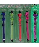 CAT COLLARS SPANDEX QUICK-RELEASE BUCKLE ADJUSTABLE BELL &amp; BOW, SELECT: ... - £2.35 GBP