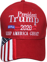 President Trump Keep America Great Wavy USA Flag Quarter USA Bill Red Cap - £12.78 GBP