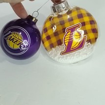 LA Lakers Logo Christmas Ball And Oval Snow Ornament NBA Basketball Lot ... - £18.15 GBP