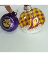 LA Lakers Logo Christmas Ball And Oval Snow Ornament NBA Basketball Lot ... - £17.92 GBP