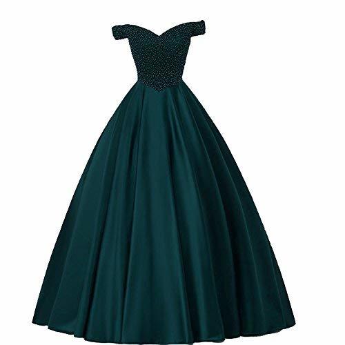 Off The Shoulder Pearls Long Corset Prom Dresses Formal Evening Gown Teal US 16