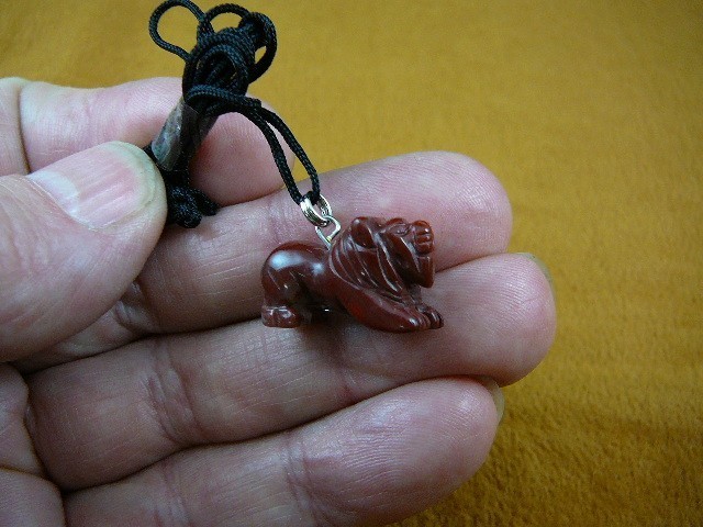 (an-lion-10) little RED LION gemstone carving Pendant NECKLACE FIGURINE ... - $8.00