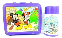 Aladdin Mickey Mouse and Minnie Purple Plastic Lunch Box With Thermos Vi... - £11.19 GBP