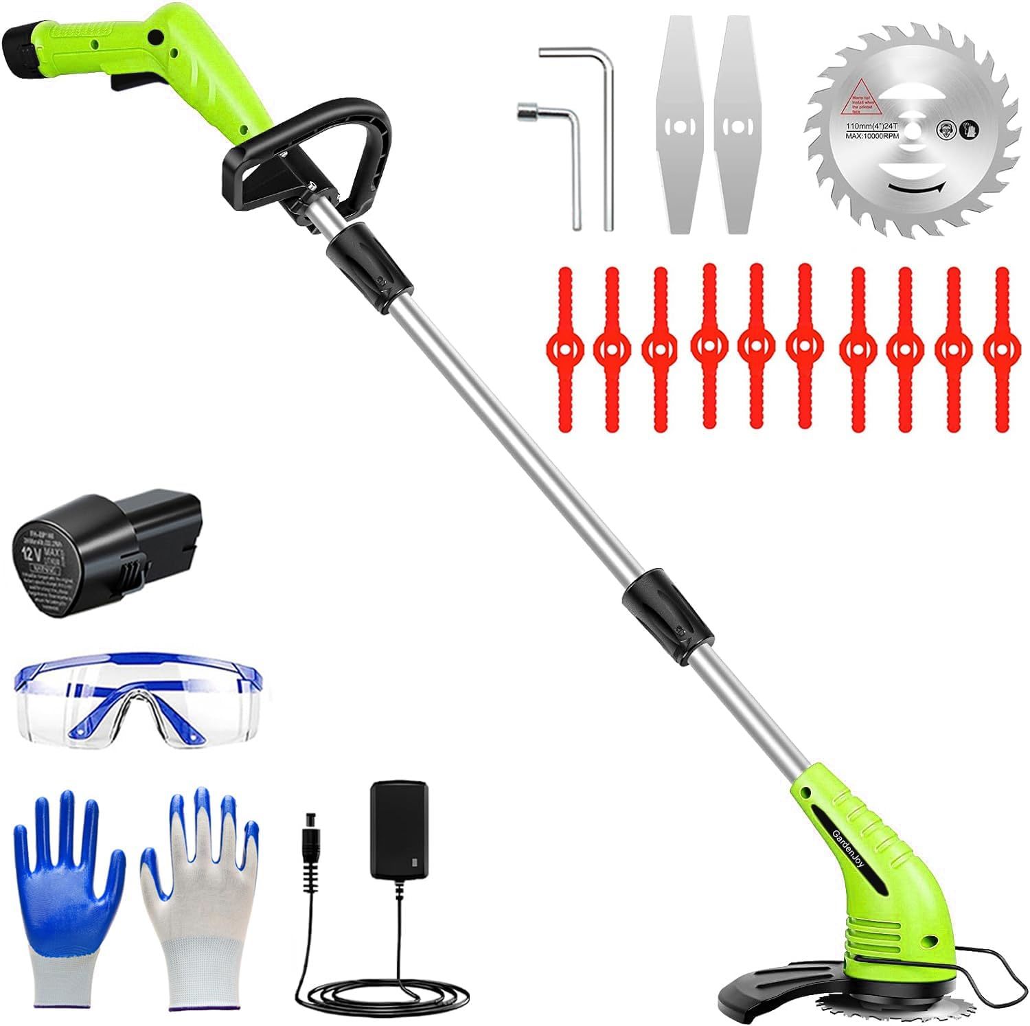 Gardenjoy Weed Wacker Battery Operated: 12V Cordless Grass Trimmer With ... - $65.97