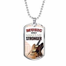 Express Your Love Gifts Music Only Makes Me Stronger Necklace Engraved Stainless - £46.67 GBP
