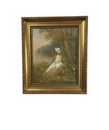 Young Woman Near The Lake Antique Oil Painting With Frame-
show original... - $658.62 CAD