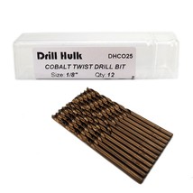 12 Pack Of 1/8-Inch Cobalt Steel M35 Jobber Length Twist Drill Bits For Hard - £25.76 GBP