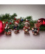 Vtg Set 4 Ceramic Christmas Bear Ornaments Christmas Theme Bears 4in RARE - $14.01
