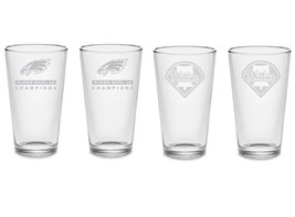 SET - Phillies | Eagles Super Bowl 52 Champions Custom Pint Beer Glasses Etched - £33.10 GBP+