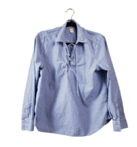 GAP Blouse Womens Large Long Sleeve Lace Up Blue White Stripe 100% Cotton - £16.38 GBP