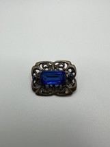 Antique Silver Blue Accent Victorian Style Brooch 2.8cm x 2.2cm - £23.73 GBP
