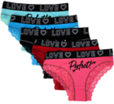  New 5 Women Bikini Panties Brief Floral Lace Cotton Underwear Size M L XL - £15.16 GBP