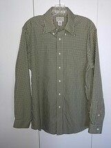 L. L. BEAN MEN&#39;S LS GREEN CHECKED COTTON WRINKLE RESISTANT SHIRT-M-WORN ... - $7.69